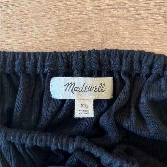 Madewell Ribbed Square-Neck Long-Sleeve Top Size XL Black Cropped Boho Castle - Picture 3 of 6